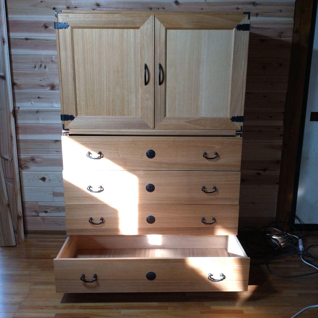 サン　(美品)桐箪笥①上部　和風チェスト・タンス 自然木仕上げ