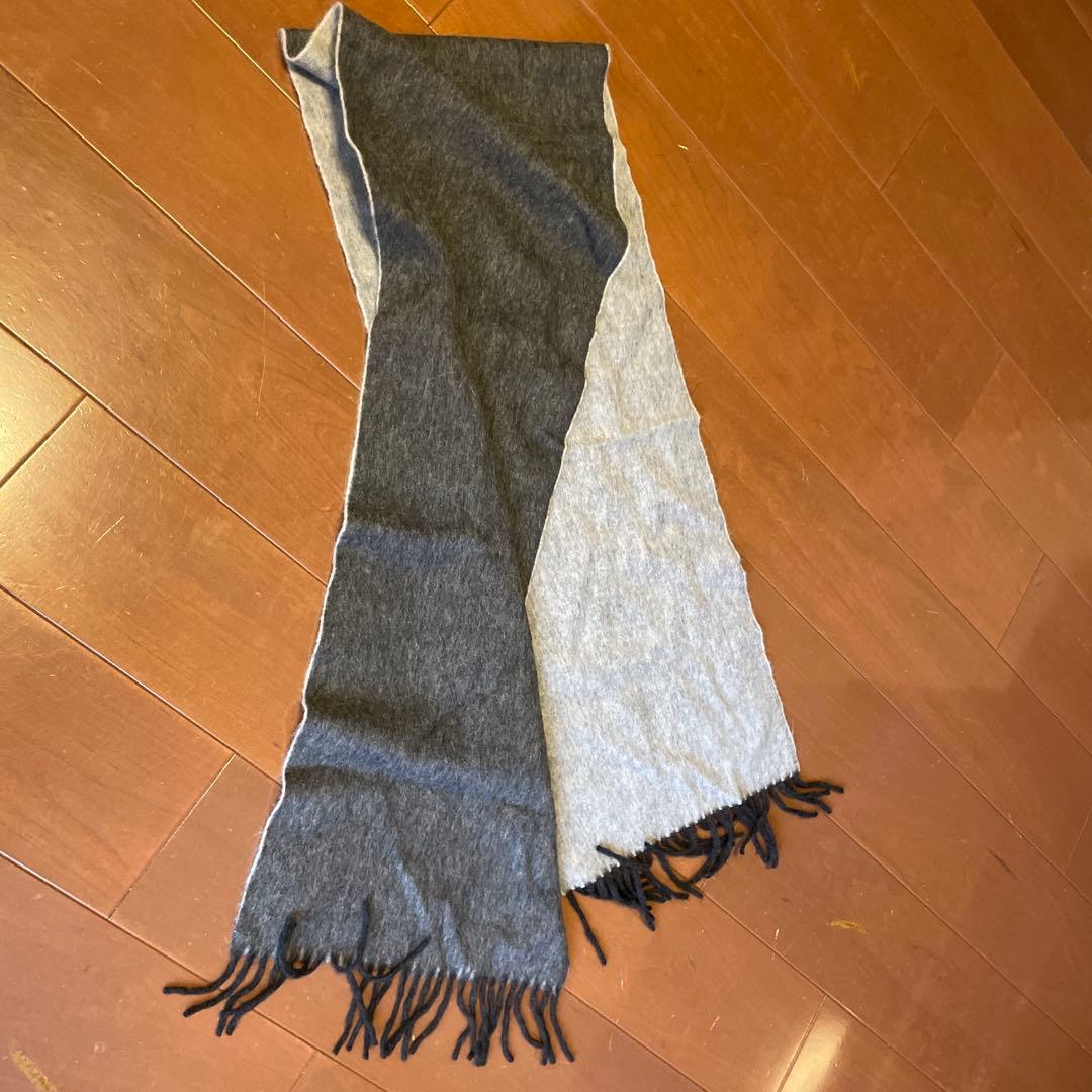 ②ドレイクス DRAKE'S グレー基調　ラムウール　マフラー　未使用　新品