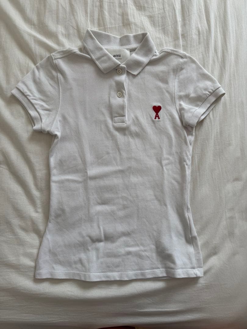 AMI PARIS ホワイト Amide Coeur ポロシャツXXS