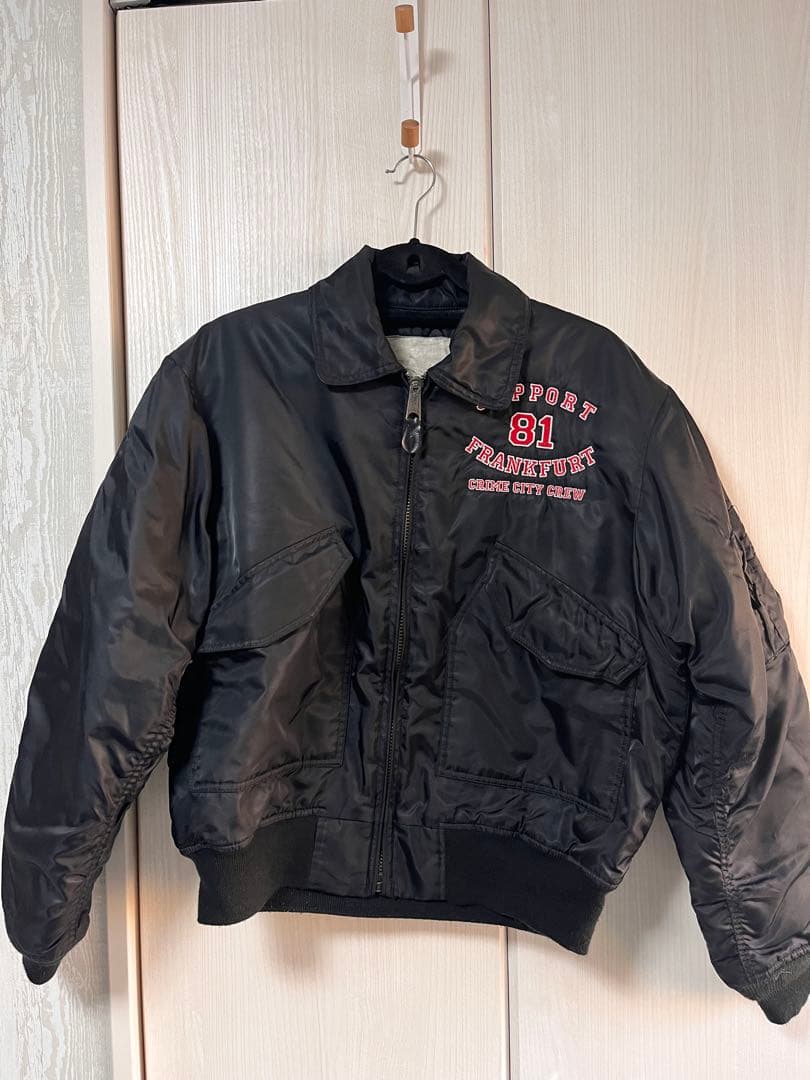 黒 MA-1フライトジャケット 刺繍入り アメカジ 古着