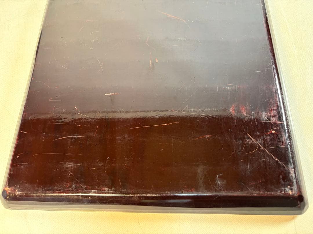 アンティーク　讃岐彫　古い松材のくり貫き角盆(四方盆)5枚セット　①