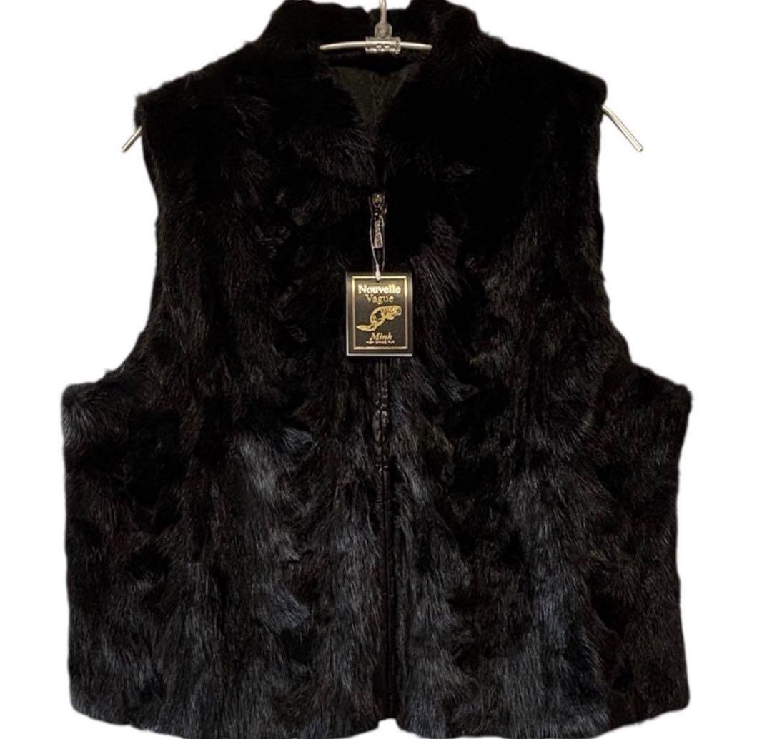 未着用 ヌーベルバーグ ミンクベスト Mサイズ Lサイズ 黒 リアルファー