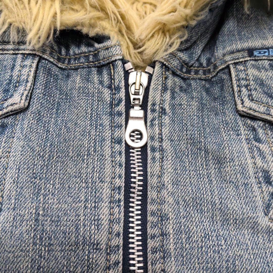 ディーゼル フリンジ風ファー付きデニムジャケット XL ブルー青 ユニセックス