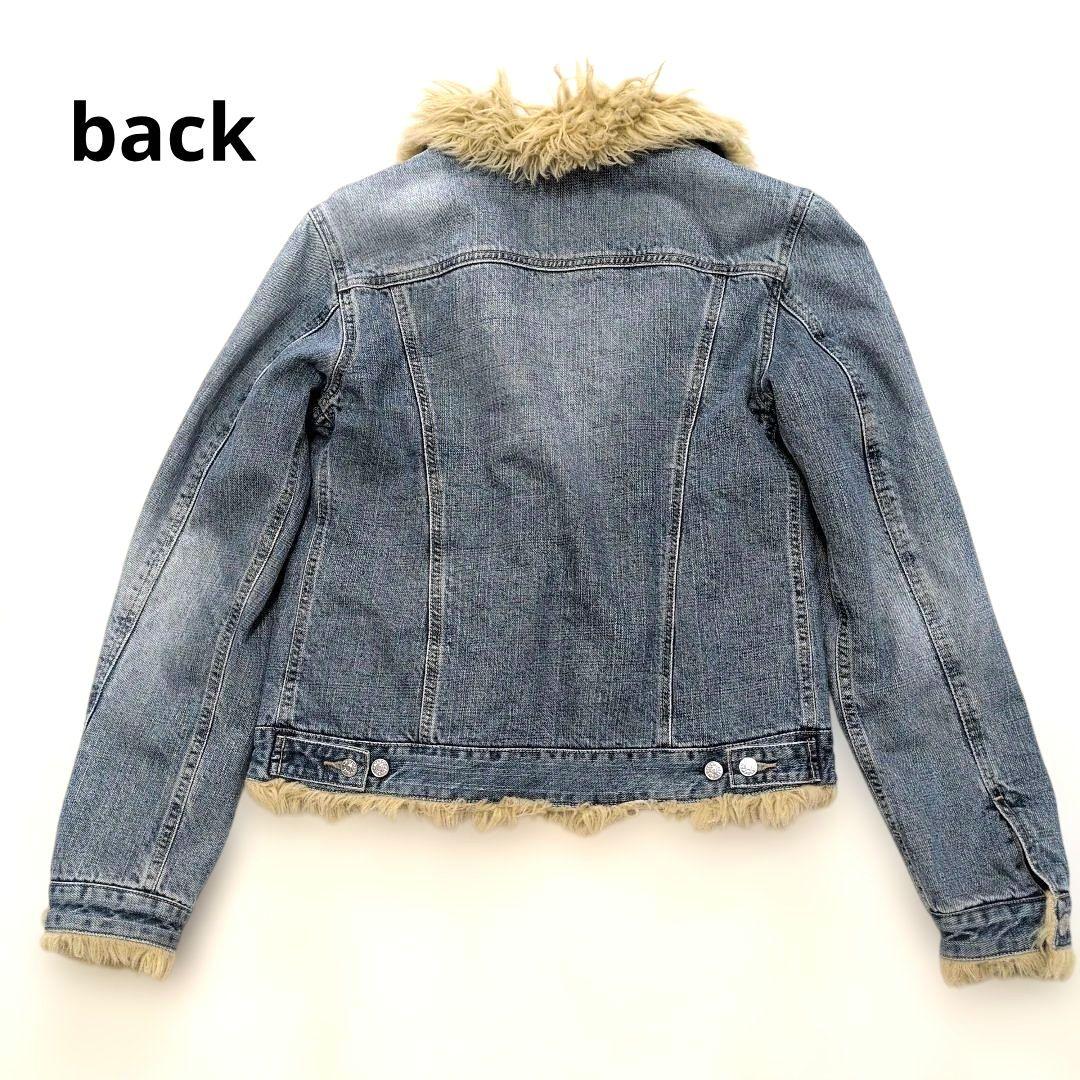 ディーゼル フリンジ風ファー付きデニムジャケット XL ブルー青 ユニセックス