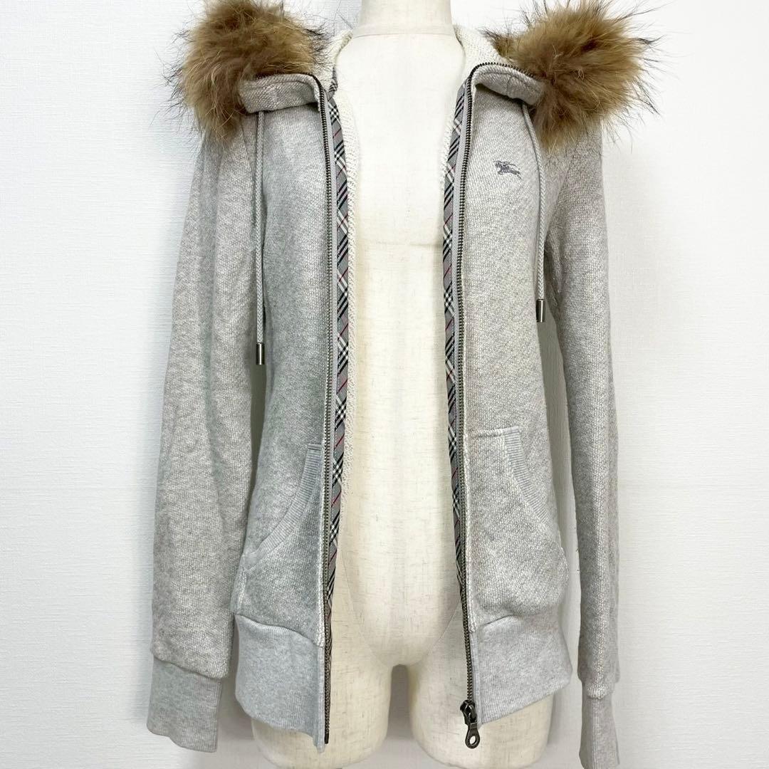 y2k❤️ BURBERRY BLUE LABEL ロゴ ファー ジップパーカー