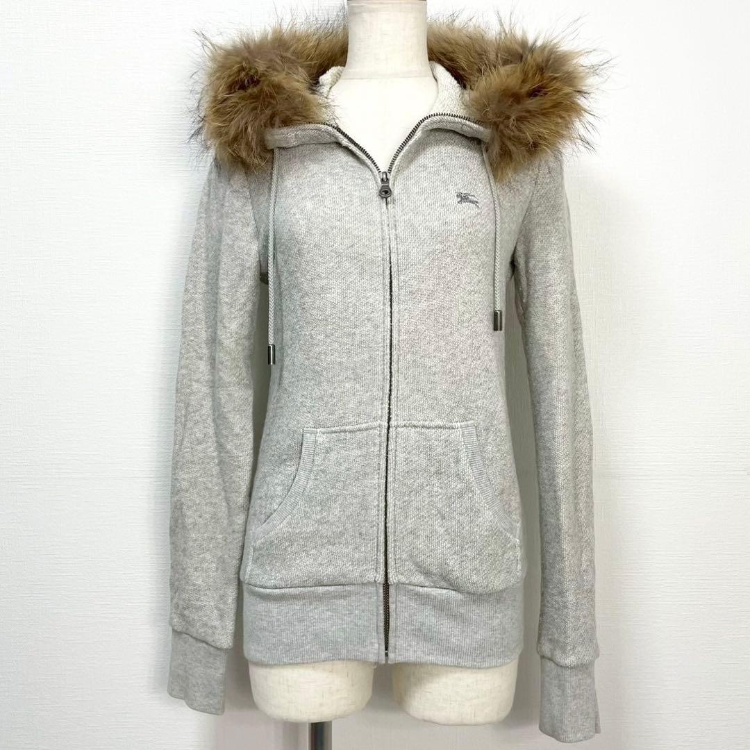 y2k❤️ BURBERRY BLUE LABEL ロゴ ファー ジップパーカー