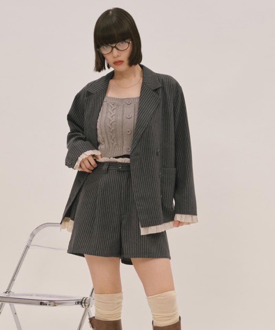 【loin nuit】フリルレイヤードデザインジャケット グレー