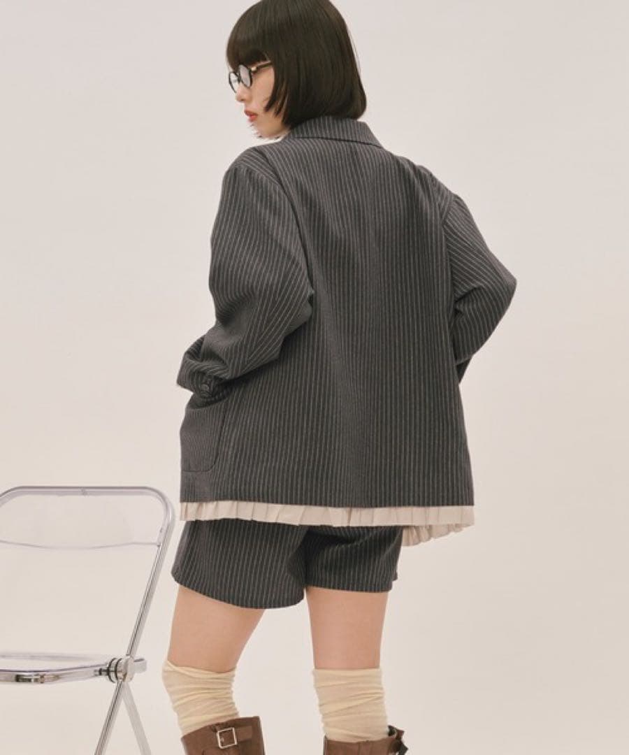 【loin nuit】フリルレイヤードデザインジャケット グレー