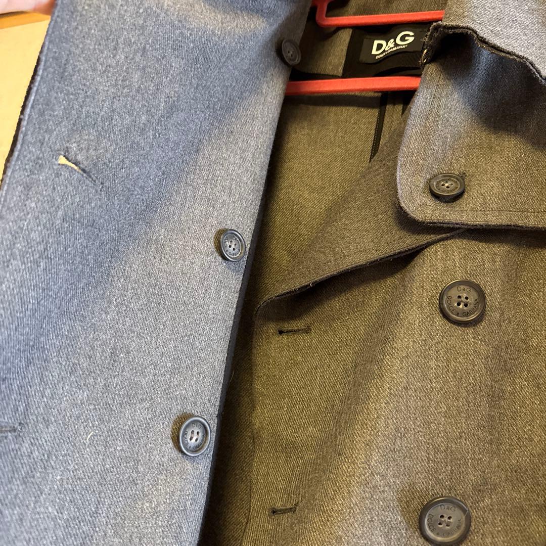 極美品　D&G グレー ウール ピーコート