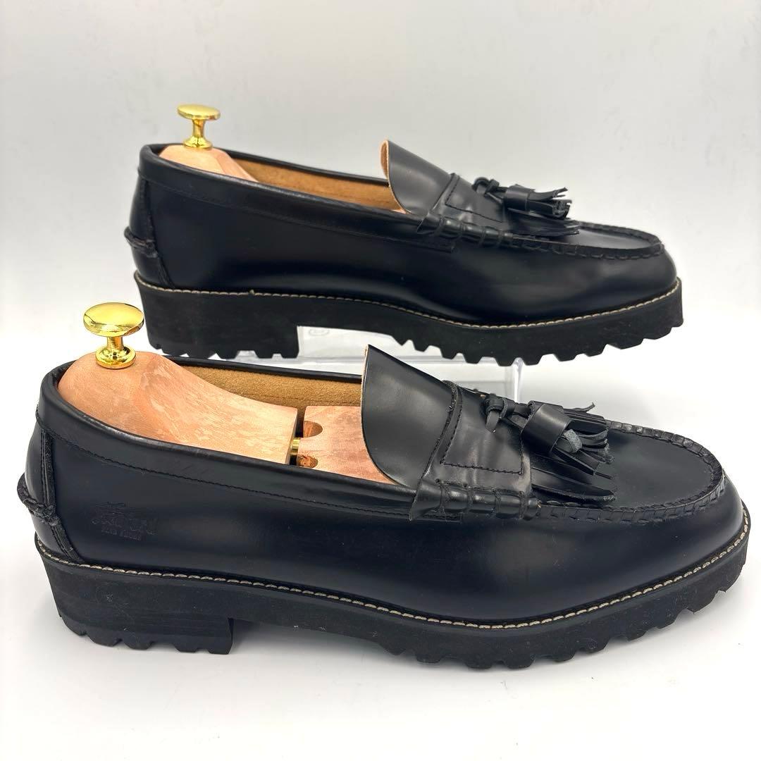 The Kenford Fineshoeタンクソールキルトタッセル ローファー黒