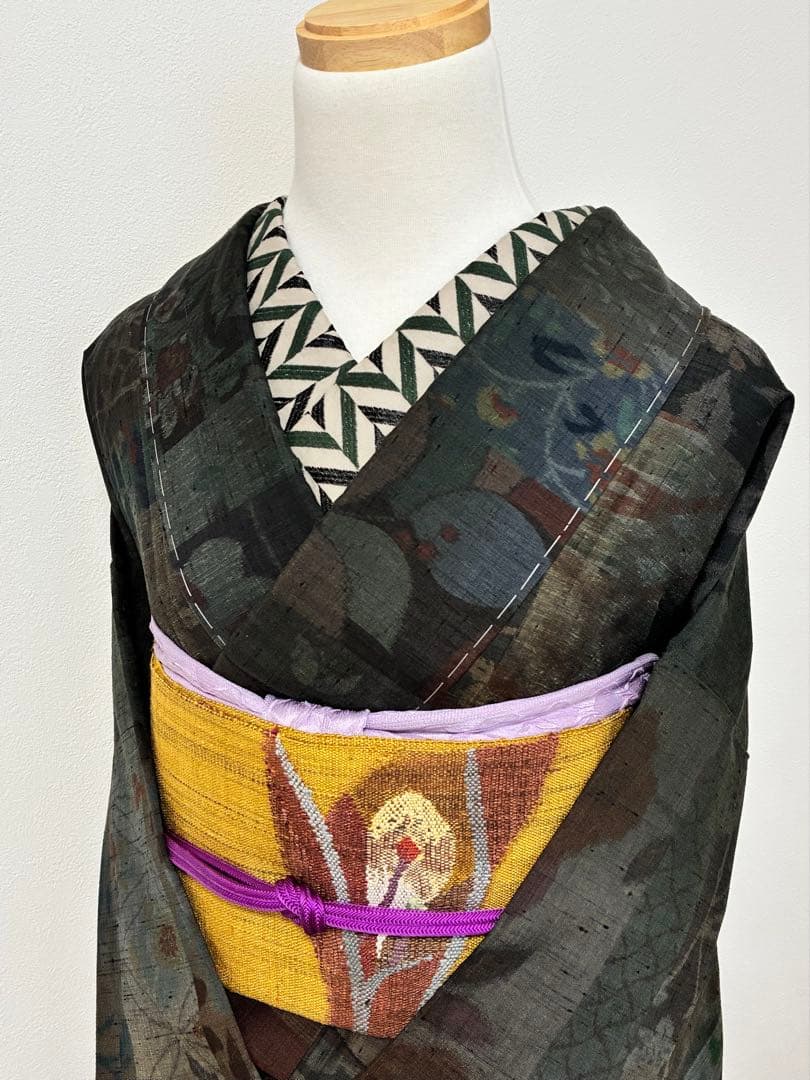 紬　小千谷紬　百柄　裄66.5cm 正絹　美品