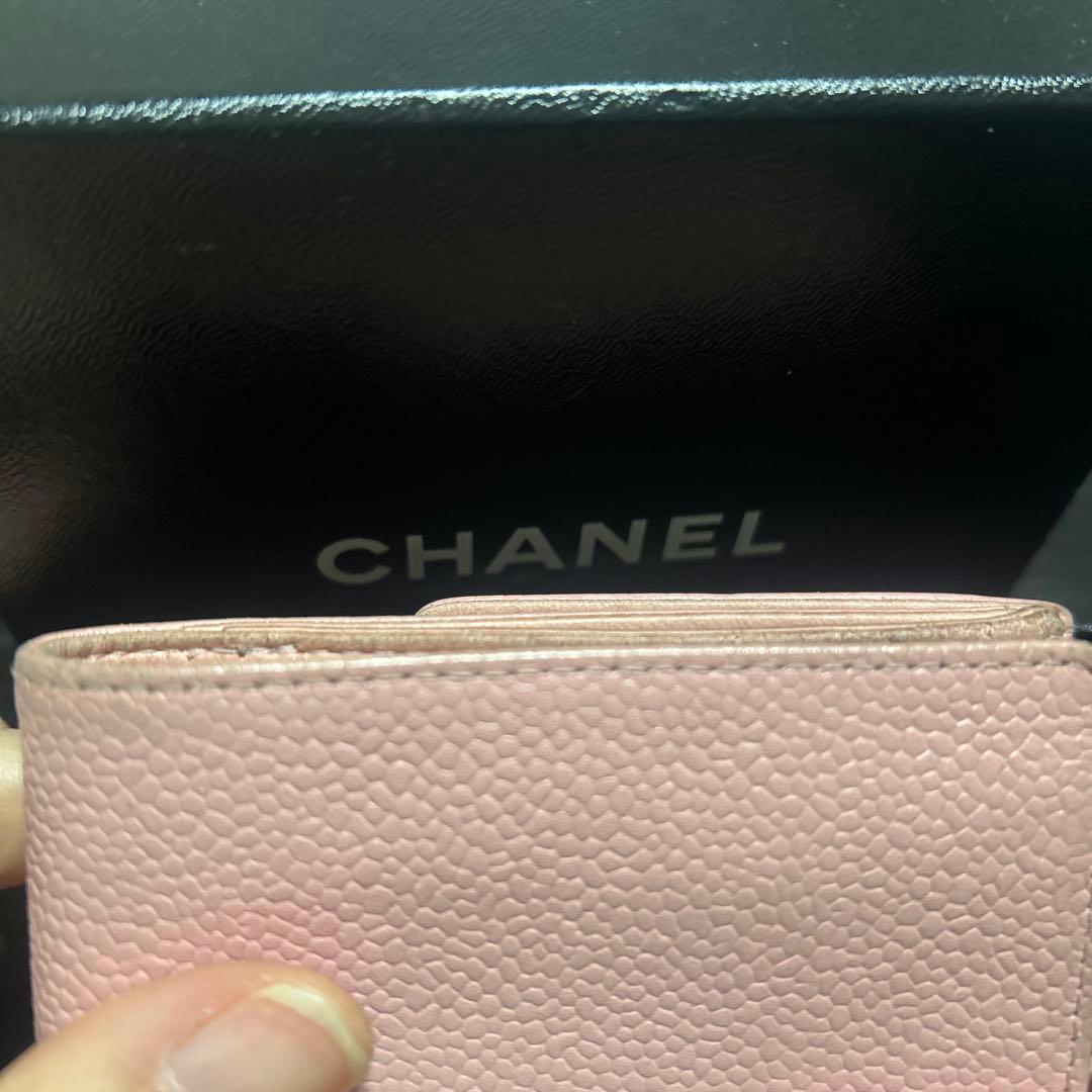 CHANEL ピンク レザー 二つ折り財布