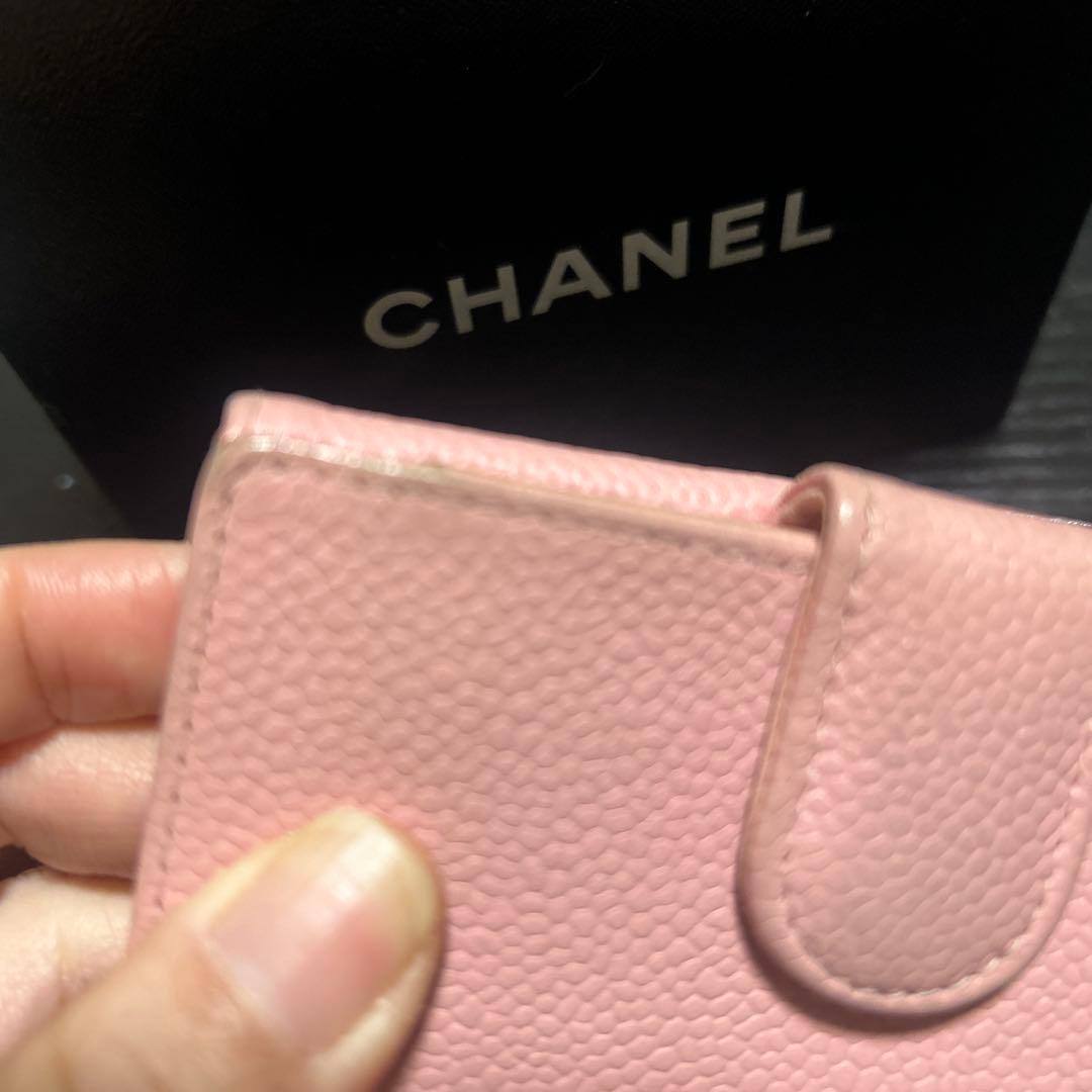 CHANEL ピンク レザー 二つ折り財布