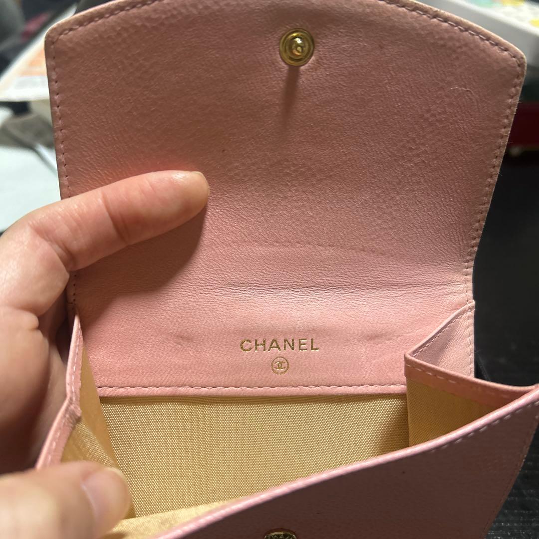CHANEL ピンク レザー 二つ折り財布