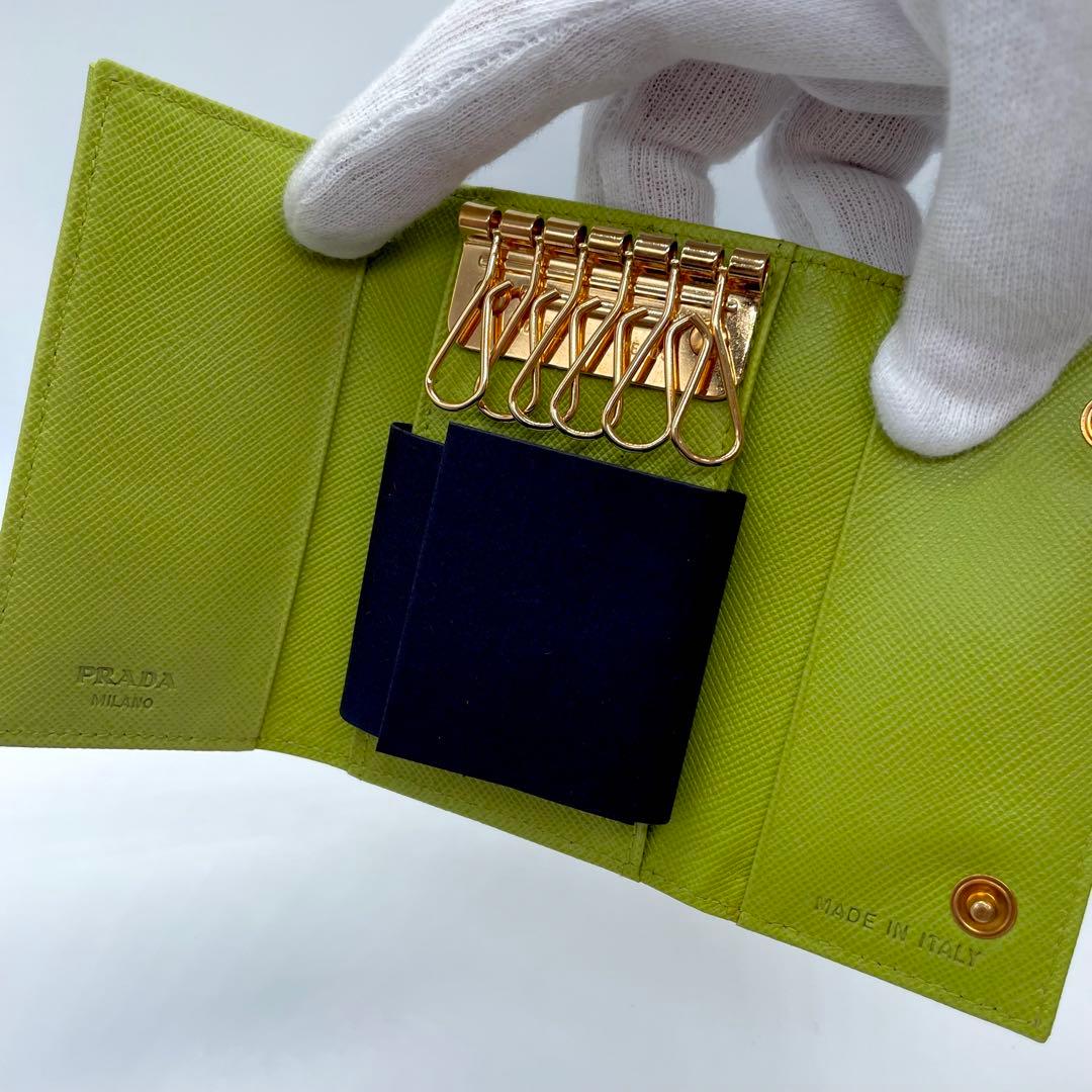 PRADA プラダ　６連　キーケース　グリーン　ナイロン×レザー　男女兼用