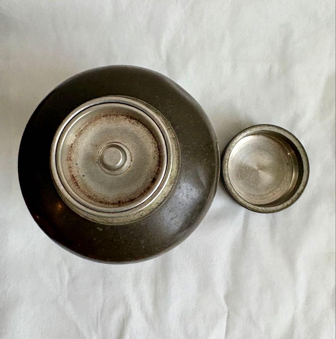 【稀少】　中国古美術　錫製茶罐　在銘「端春」　錫製品　茶道具　錫器　茶器