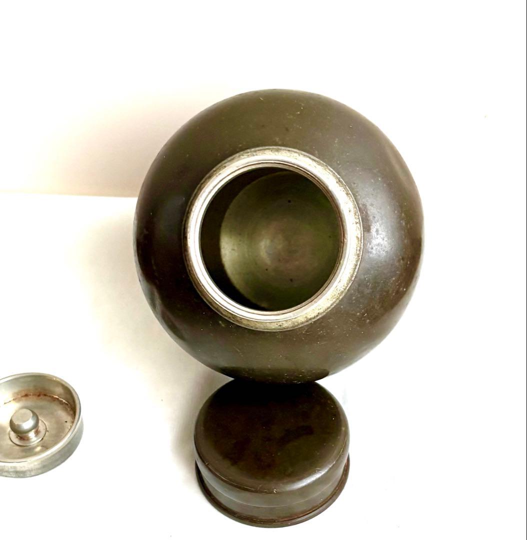 【稀少】　中国古美術　錫製茶罐　在銘「端春」　錫製品　茶道具　錫器　茶器