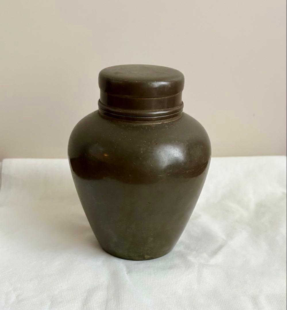 【稀少】　中国古美術　錫製茶罐　在銘「端春」　錫製品　茶道具　錫器　茶器