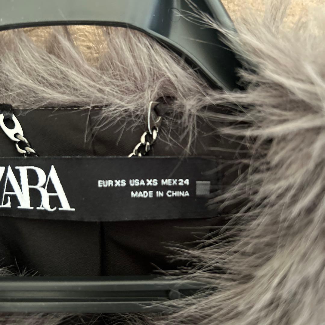 ZARA フェイクファー コート ジャケット XS グレー 完売