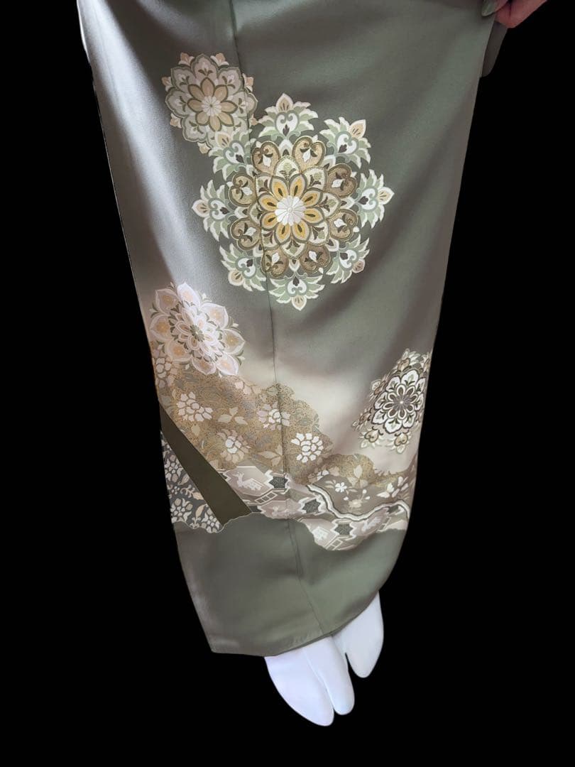 ゲリラセール！極逸品 正絹 縫い紋（刺繍紋）付き