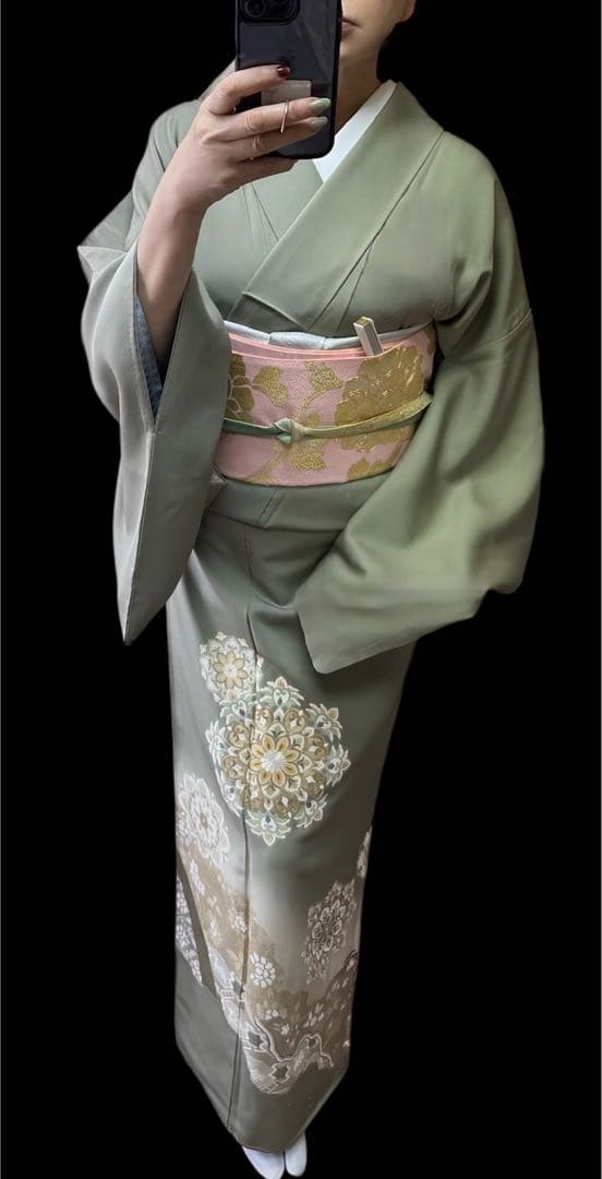 ゲリラセール！極逸品 正絹 縫い紋（刺繍紋）付き