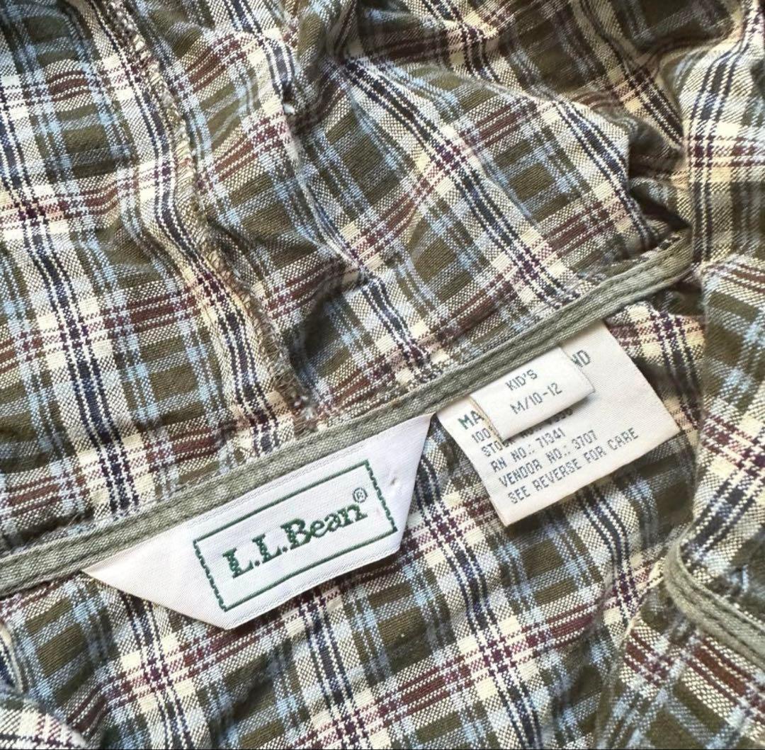 90-00s エルエルビーン コットン アノラック チェック柄 キッズ Mサイズ