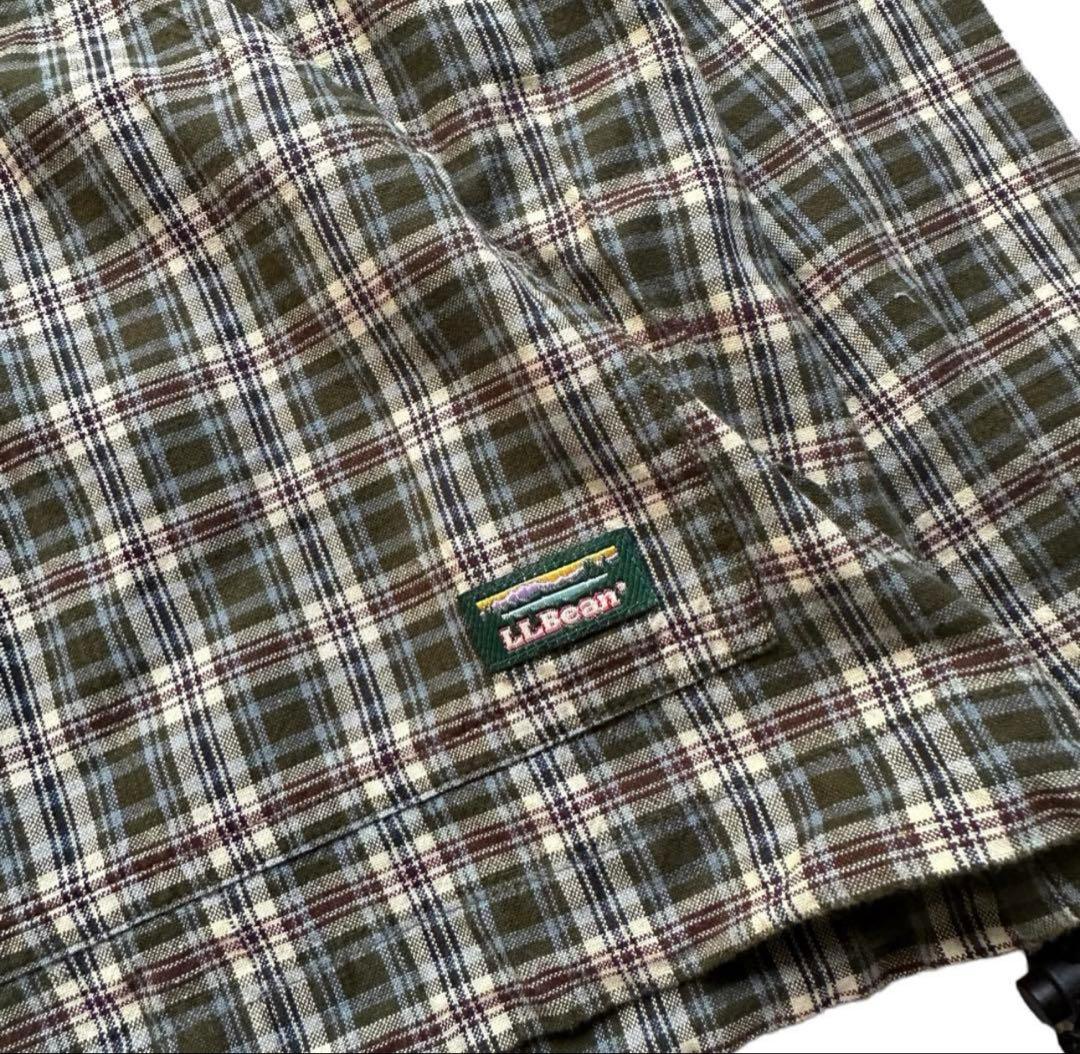 90-00s エルエルビーン コットン アノラック チェック柄 キッズ Mサイズ