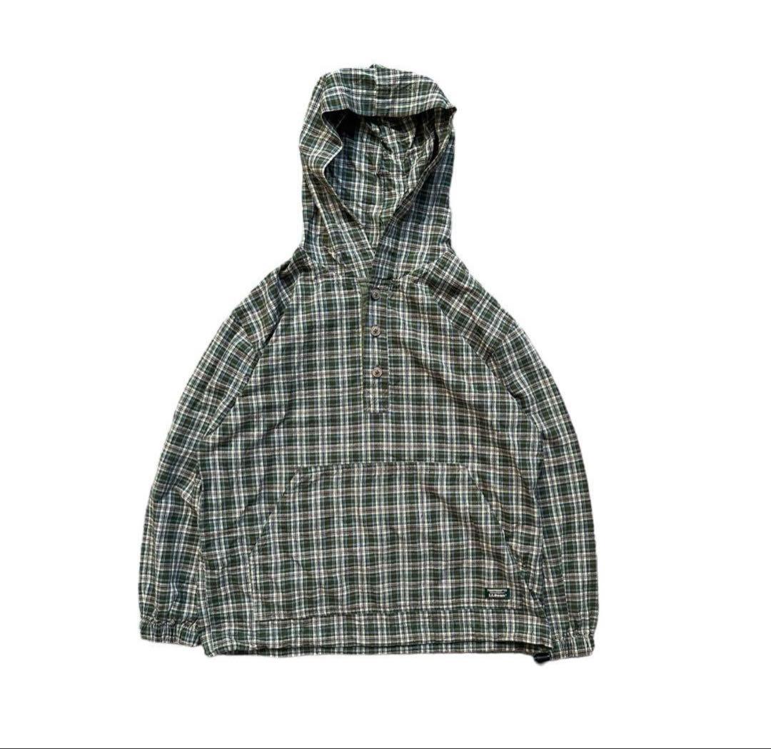 90-00s エルエルビーン コットン アノラック チェック柄 キッズ Mサイズ