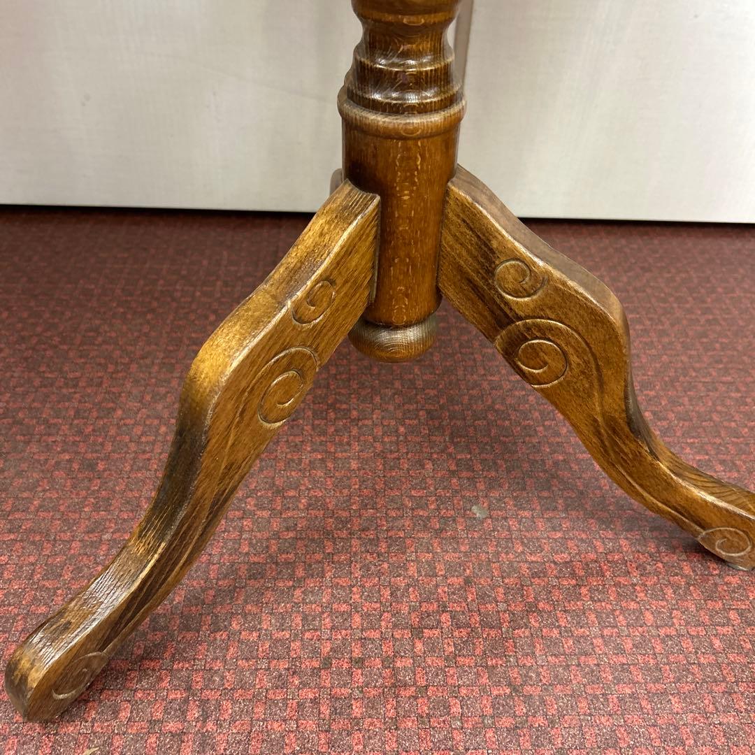 イタリア製　猫脚　アンティーク調　花台　コーヒーテーブル ブラウン 木製 象嵌