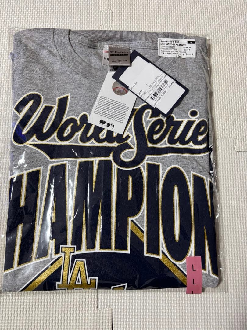 LA Dodgers ワールドシリーズチャンピオン Tシャツ Lサイズ グレー