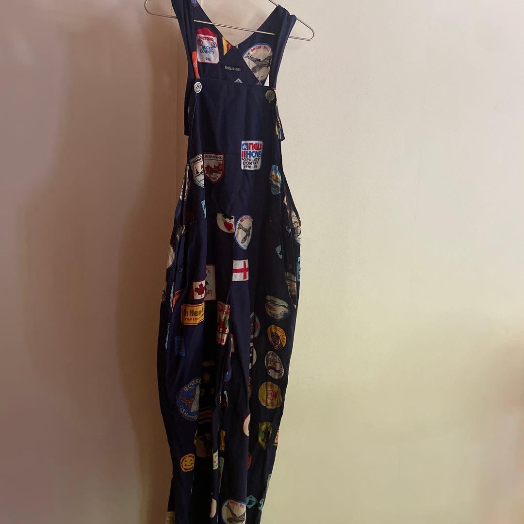 ボヘミアンズネイビー サロペット パッチワーク刺繍　オーバーオール別注