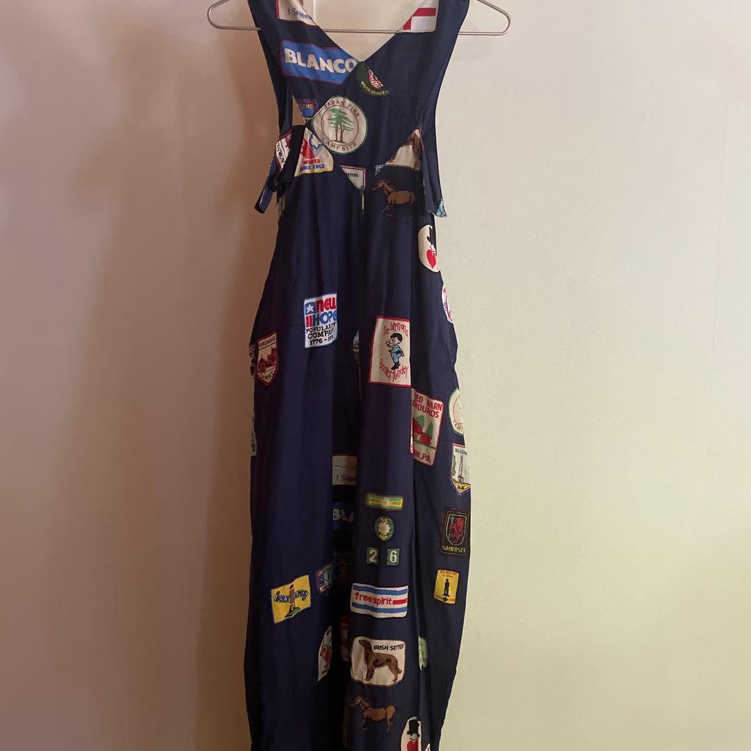 ボヘミアンズネイビー サロペット パッチワーク刺繍　オーバーオール別注