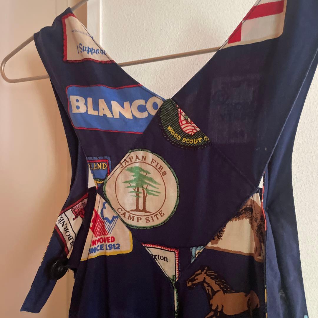 ボヘミアンズネイビー サロペット パッチワーク刺繍　オーバーオール別注