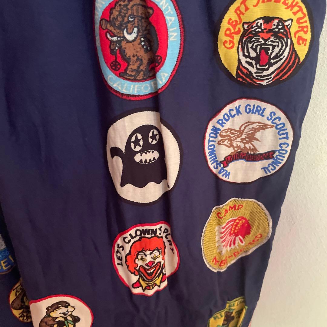 ボヘミアンズネイビー サロペット パッチワーク刺繍　オーバーオール別注