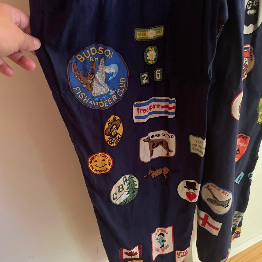 ボヘミアンズネイビー サロペット パッチワーク刺繍　オーバーオール別注