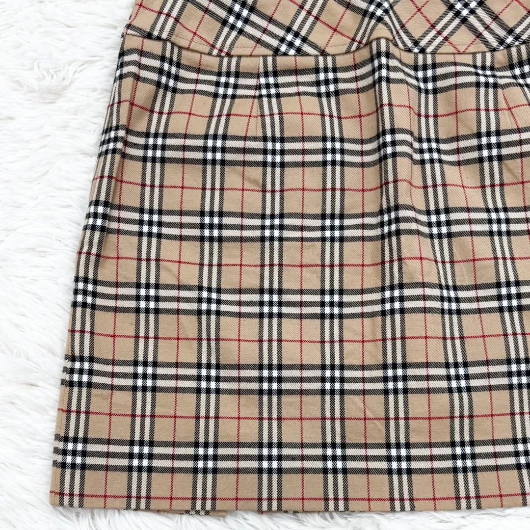 バーバリー ブルーレーベル ノバチェック ウール ミニ スカート タイト 38