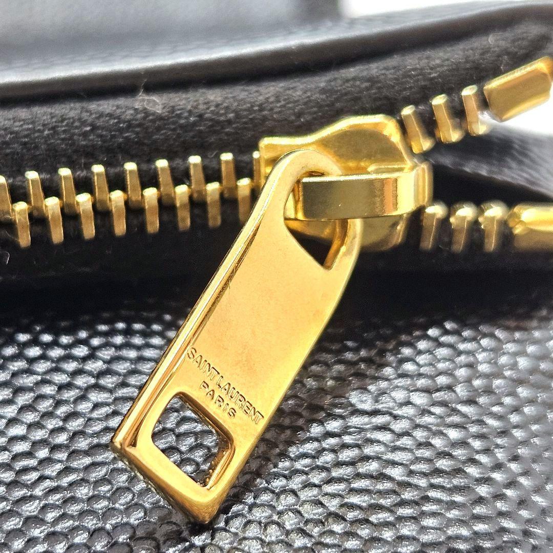 サンローラン 三つ折り財布 キャビアスキン カサンドラ Vステッチ