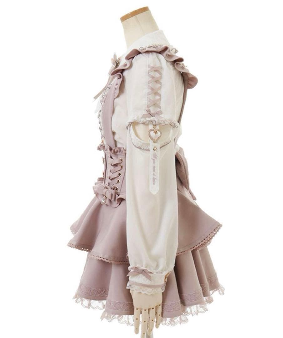 LIZLISA サスペンダー付ティアードスカパン ピンク