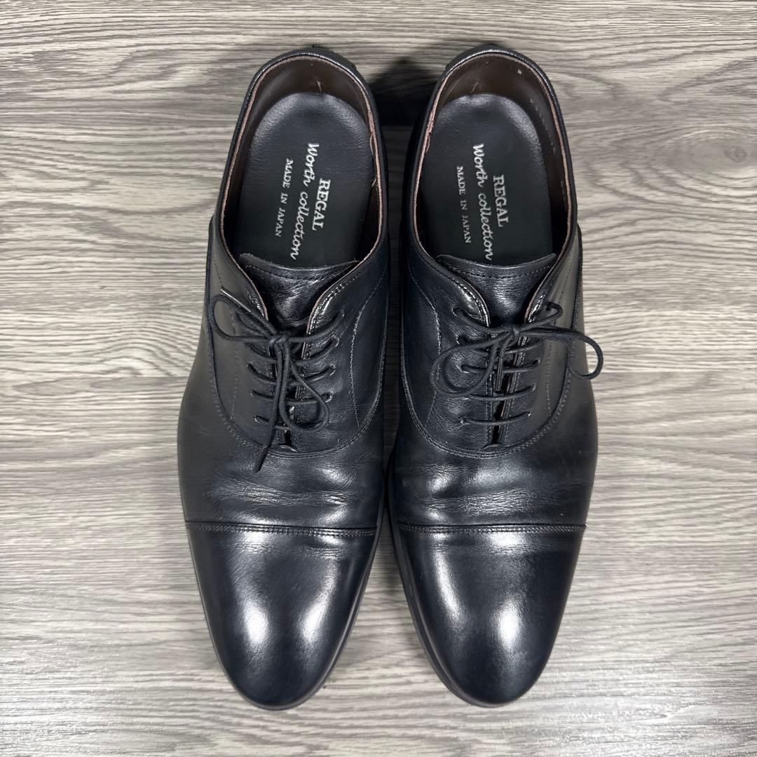 美品　リーガル　ビジネスシューズ　ストレートチップ　内羽　本革　レザー　黒　27