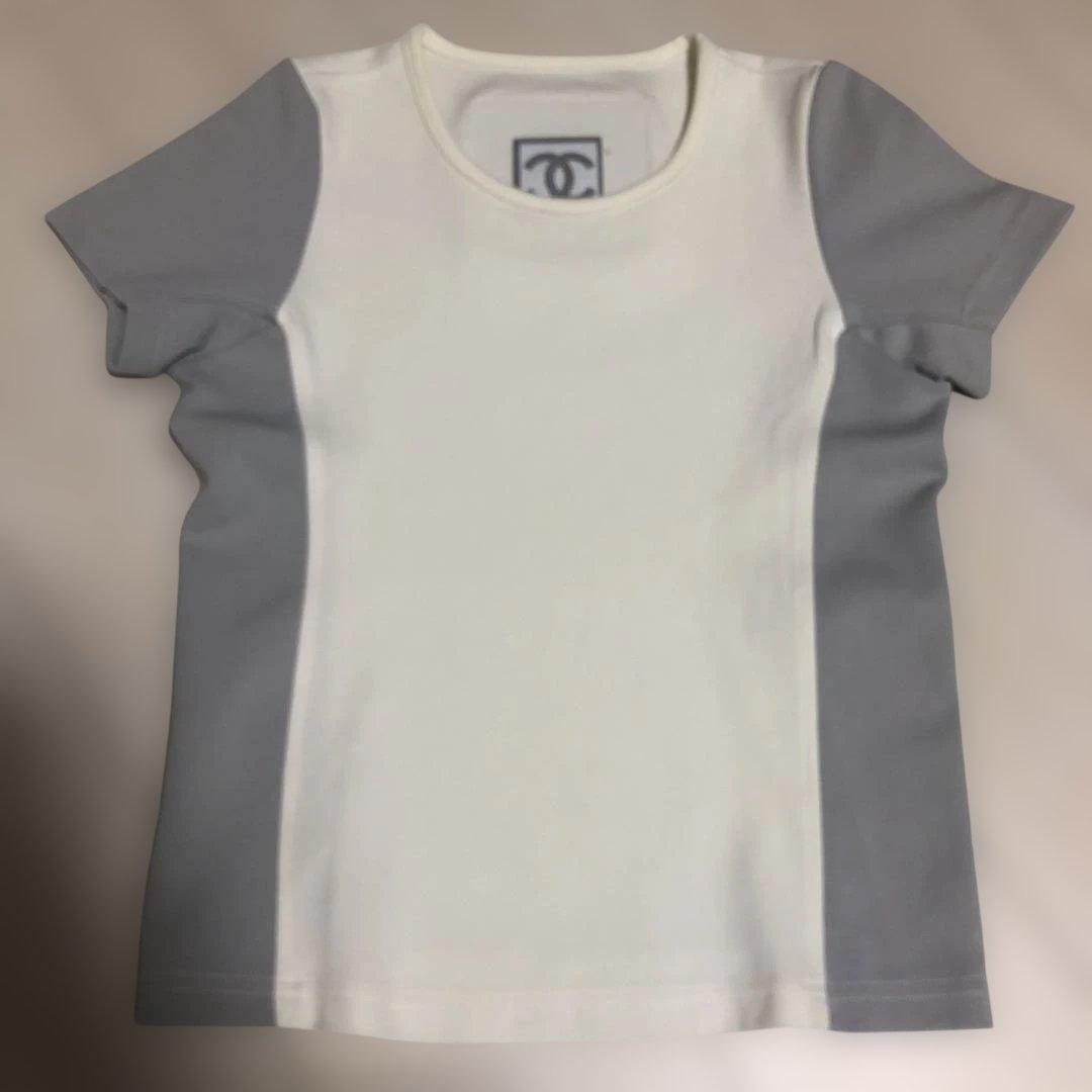 美品 シャネル スポーツライン ココマーク　Tシャツ チビT ストレッチ　40