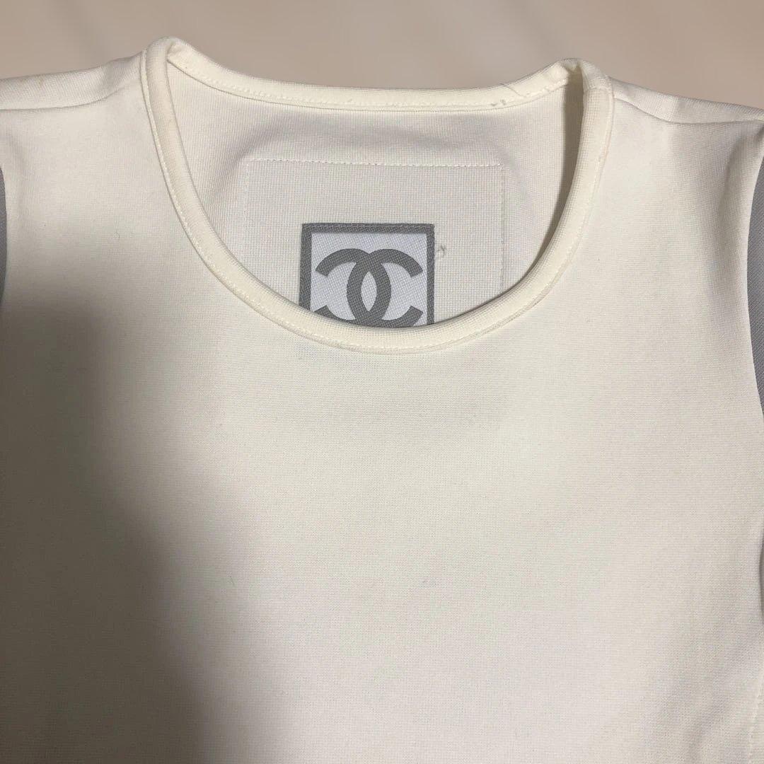 美品 シャネル スポーツライン ココマーク　Tシャツ チビT ストレッチ　40