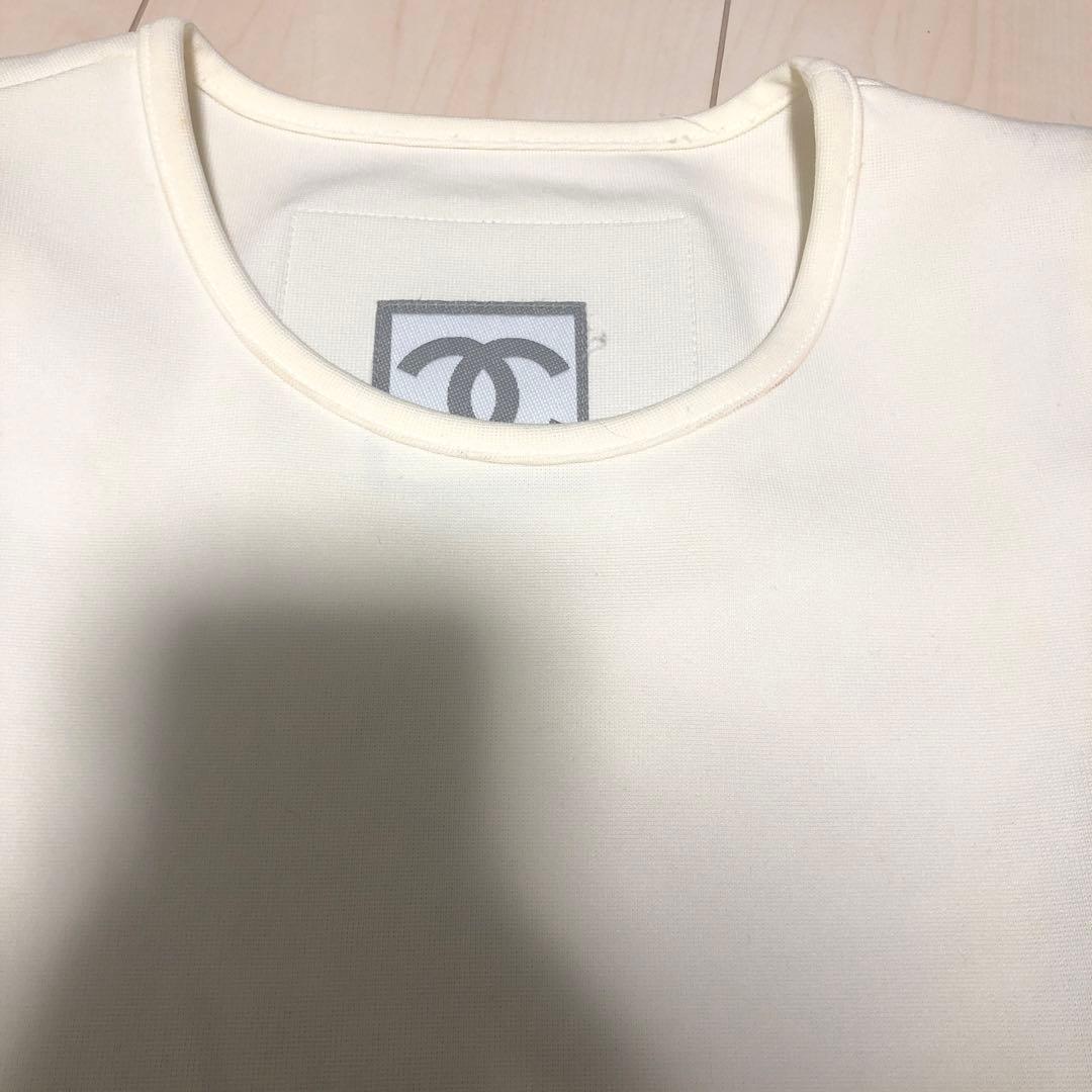 美品 シャネル スポーツライン ココマーク　Tシャツ チビT ストレッチ　40