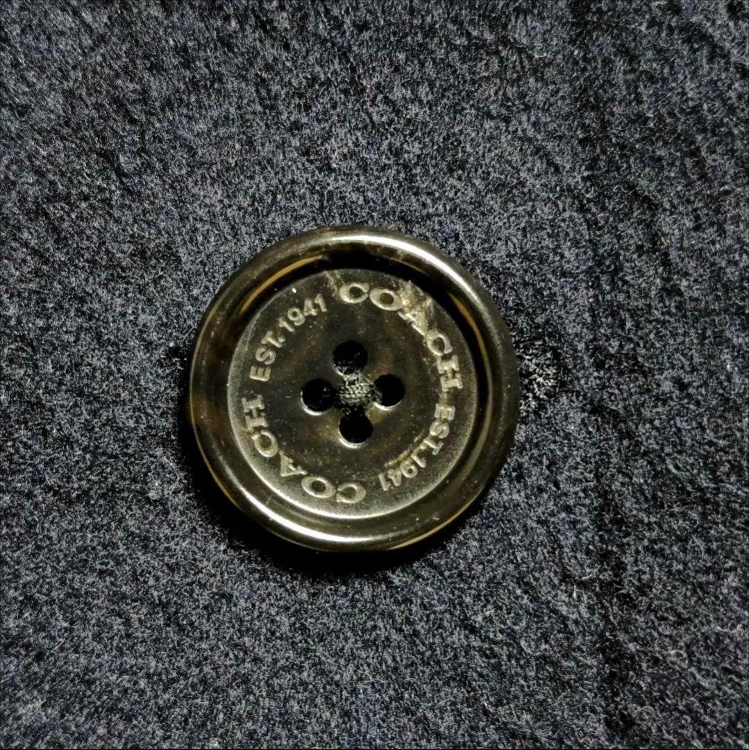 aq11. COACH ウールPコート ネイビー レディースLサイズ相当