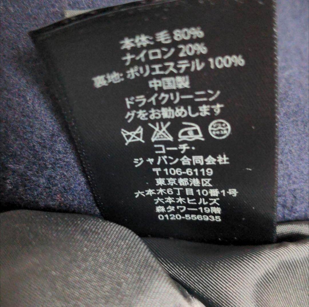 aq11. COACH ウールPコート ネイビー レディースLサイズ相当