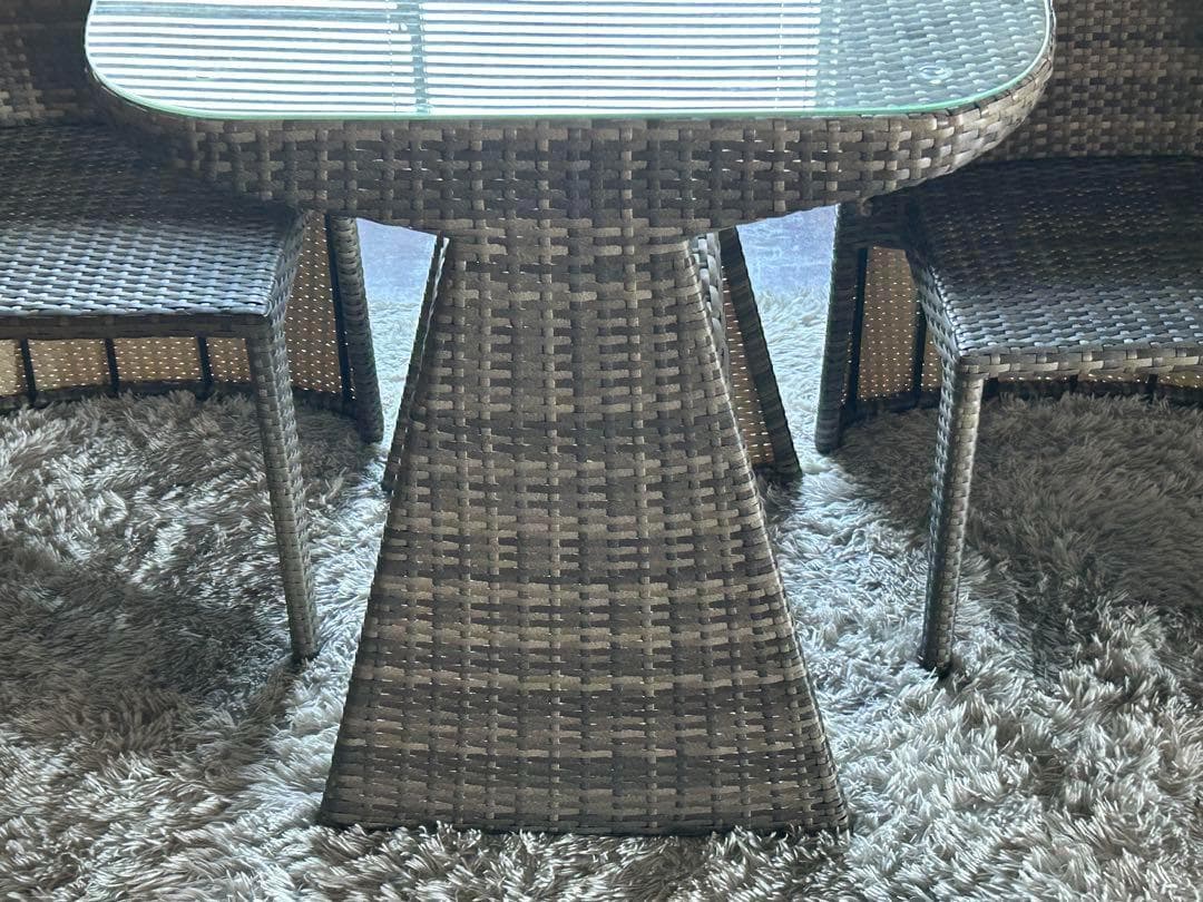 ラタンチェア　ガーデンテーブルセット　バルコニー　べランピング　コンパクト　RZ