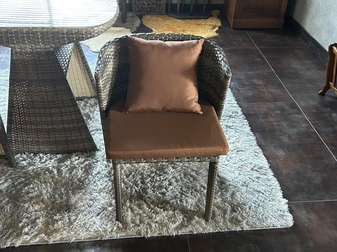 ラタンチェア　ガーデンテーブルセット　バルコニー　べランピング　コンパクト　RZ