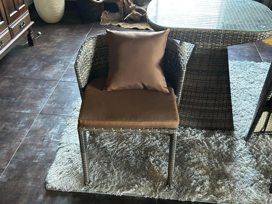 ラタンチェア　ガーデンテーブルセット　バルコニー　べランピング　コンパクト　RZ