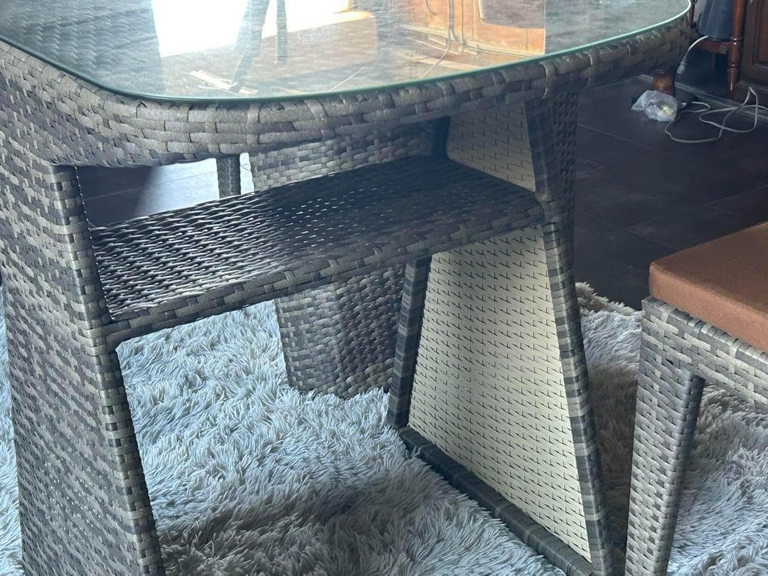 ラタンチェア　ガーデンテーブルセット　バルコニー　べランピング　コンパクト　RZ