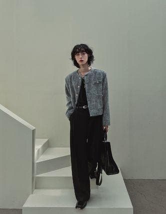 ジャケット・アウター 2plan Joy button mohair crop jacket