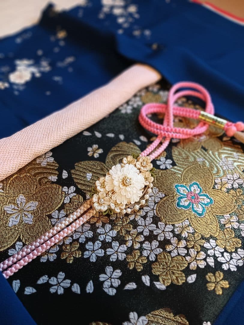 ロイヤルブルー 桜尽くし　金彩技法　振袖フルセット　美品　丈160 裄66